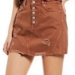 Free People We The Free Terracotta Denim Mini Skirt